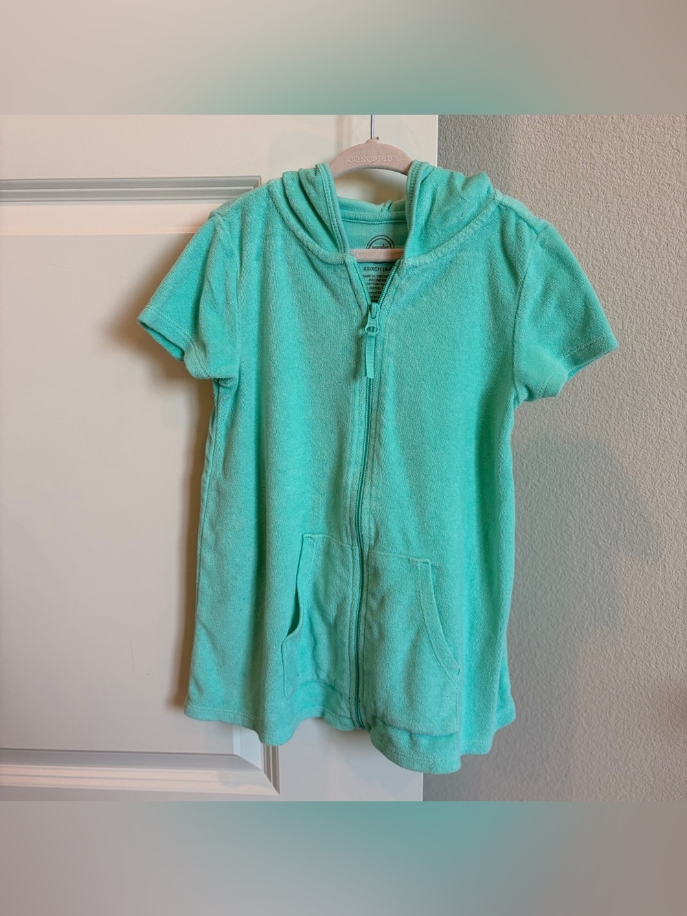 Wonder Nation little girls teal terry cloth swim zip up cover up